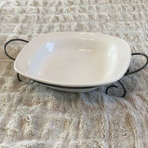 At Home America Bistro Buffet XL Serving Bowl with Metal Stand